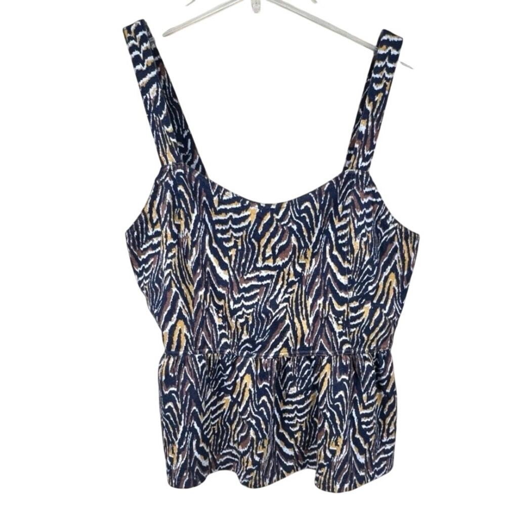 Anthropologie Peplum Tank Top Womens Size M Animal Print